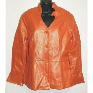 TERRY LEWIS orange leather jacket, woman's size 6